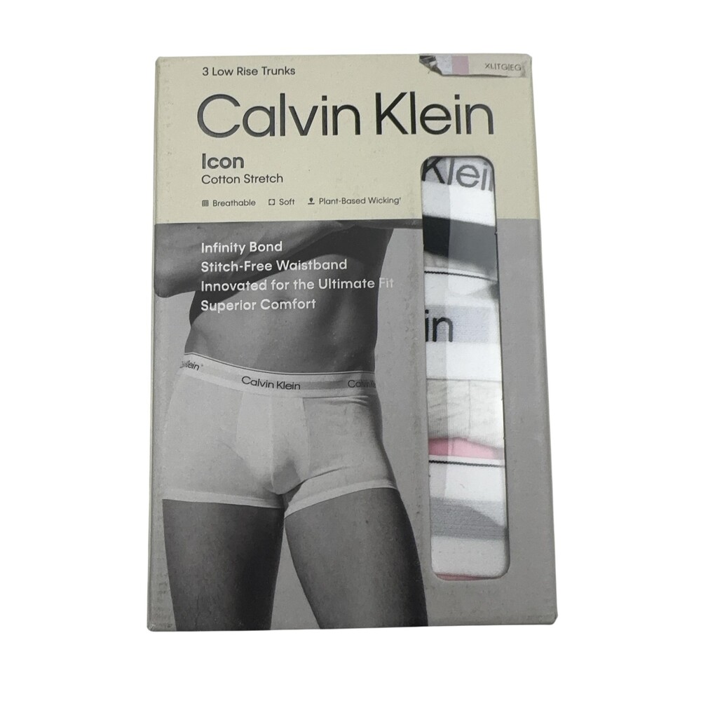 Calvin Klein Icon Cotton Low Rise Trunk Boxer Briefs Mens XL Multicolor 3 Pack